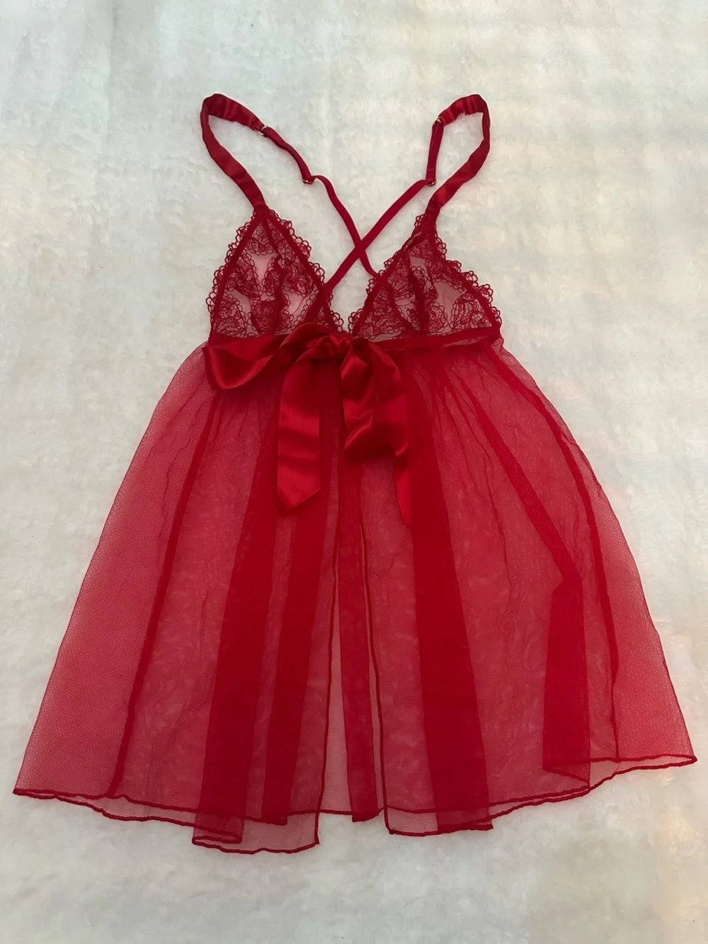 New! Victoria‎ Secret Red Queen of Hearts Open Cup Babydoll Lingerie 9082